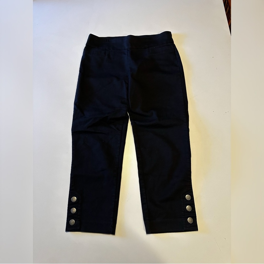 Croft & Barrow Black Retro Pull On Ankle Pant with Buttons